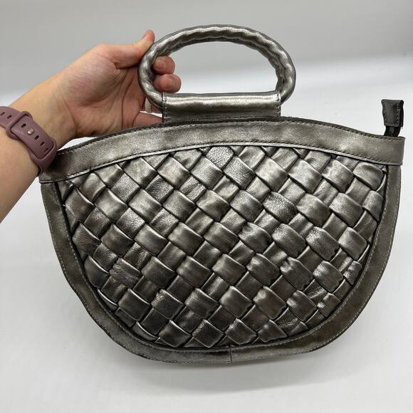 Patricia Nash Leather Ossi Satchel Women Handbags with Crossbody Starp Platinum - Picture 1 of 13